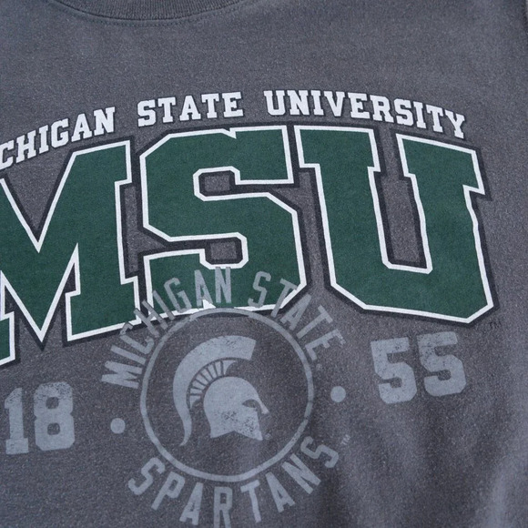 Vintage Jerzees Mi State Spartans University Collegiate Gray Neck Sweater Medium - Picture 10 of 10